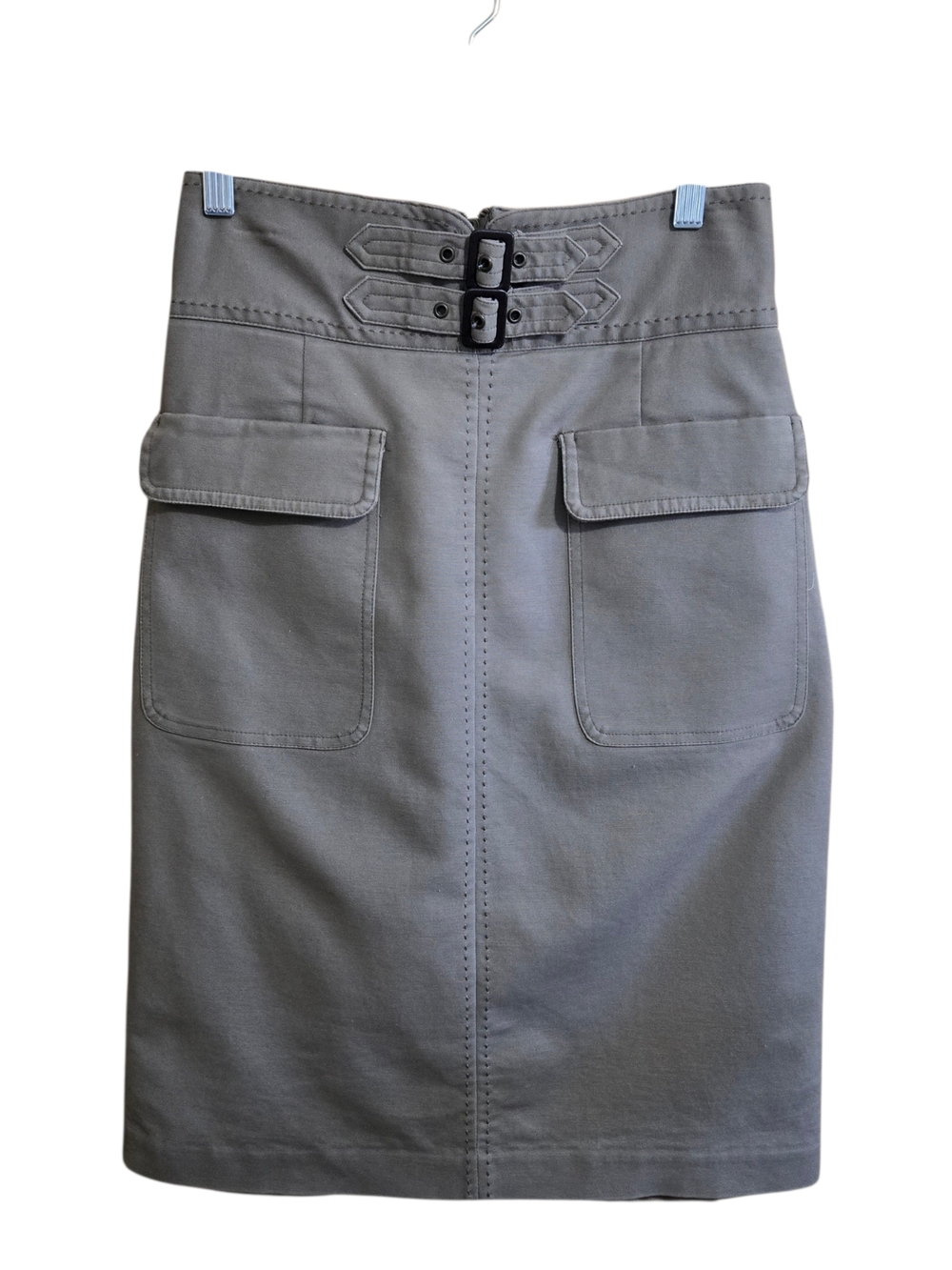 High-Waist Utility Pencil Skirt in Grey/Green